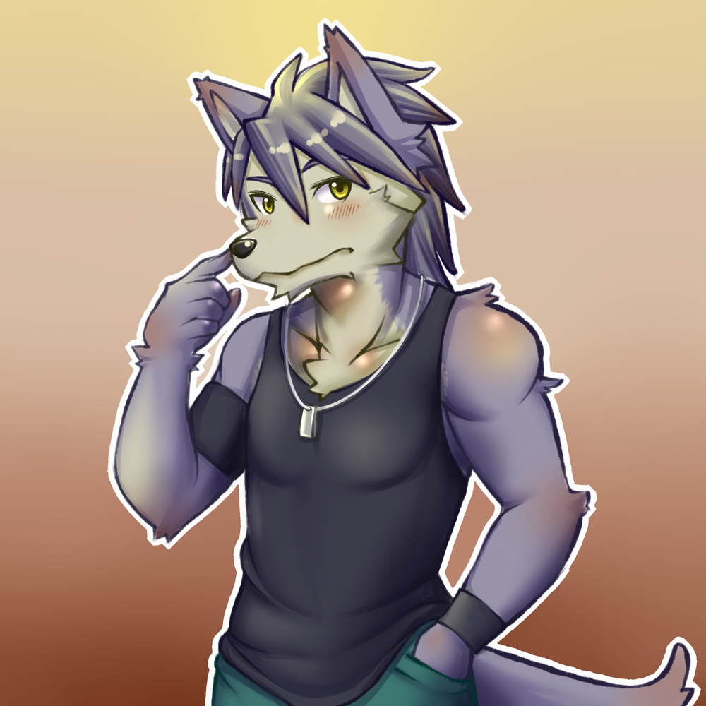 1boy, animal_ears, armband, black_tank_top, blush, closed_mouth, collarbone, dog_boy