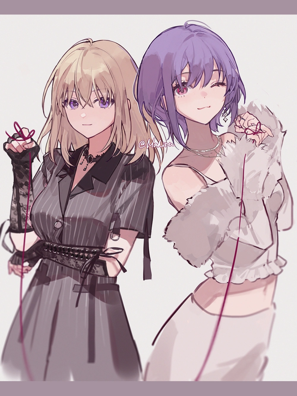 2girls, bang_dream!, bang_dream!_it's_mygo!!!!!, blonde_hair, chinese_commentary, coat, commentary_request, cowboy_shot