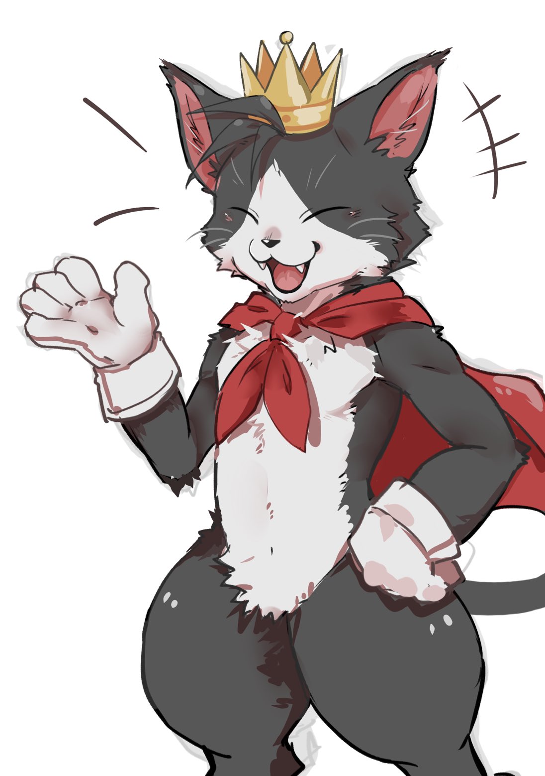 +++, 1boy, animal_ear_fluff, animal_ears, ao_gravity, black_fur, cait_sith_(final_fantasy), cape