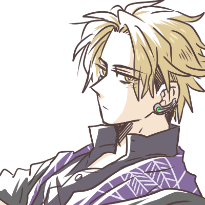 1boy, blonde_hair, closed_mouth, collared_shirt, earrings, grey_shirt, haori, horobi_(kamen_rider_01), japanese_clothes, jewelry, kamen_rider, kamen_rider_01_(series), lowres, open_collar, rokuji_(dondokosyo), shirt, short_hair, single_earring, white_background, yellow_eyes