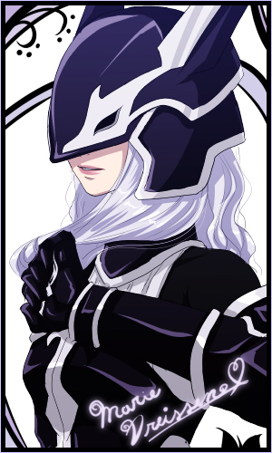 1girl, armor, black_armor, border, breastplate, character_name, commentary_request, fantasy_earth_zero