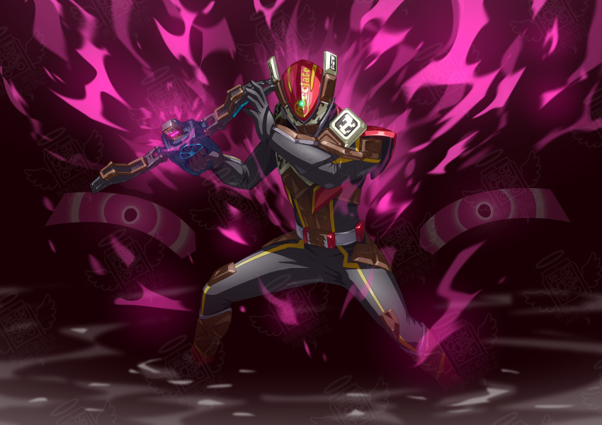 1boy, absurdres, armor, black_bodysuit, bodysuit, brown_armor, brown_helmet, helmet