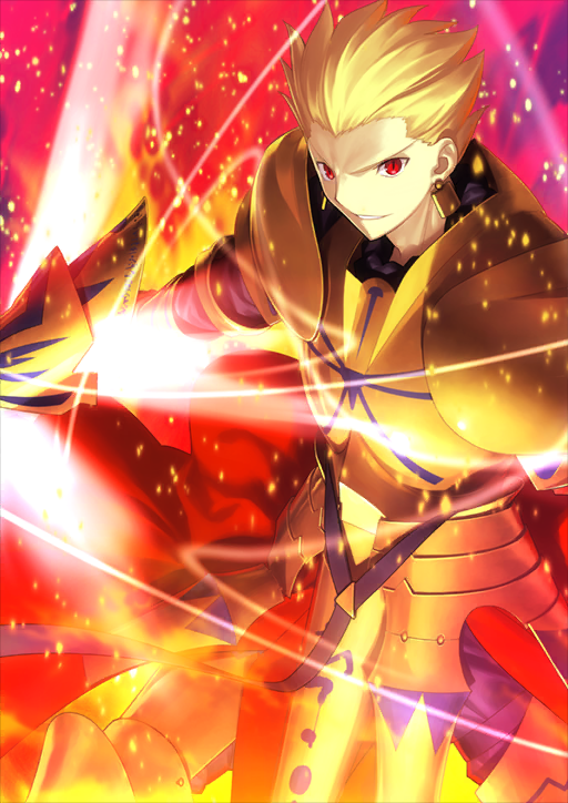 1boy, armor, armored_boots, blonde_hair, boots, breastplate, cape, ea_(fate)