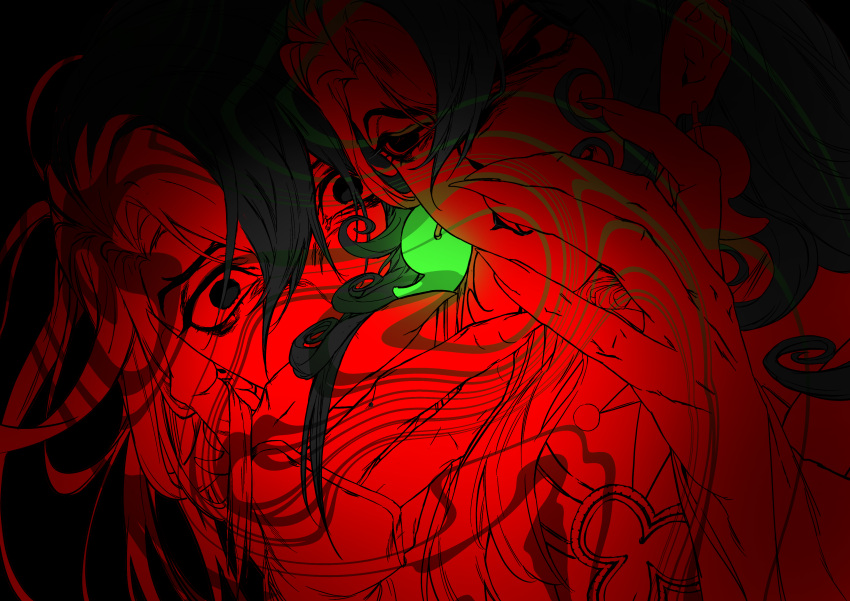 2boys, :q, absurdres, ashiya_douman_(fate), close-up, curly_hair, earrings, fate/grand_order