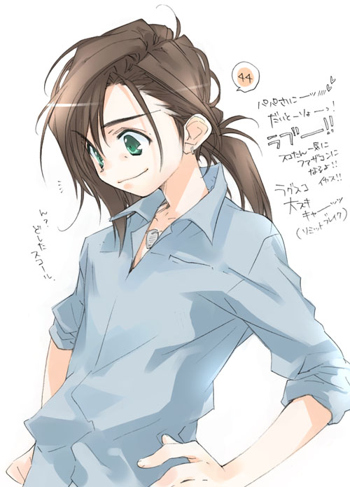 brown_hair, earring, earrings, final_fantasy, final_fantasy_viii, green_eyes, jewelry, laguna_loire