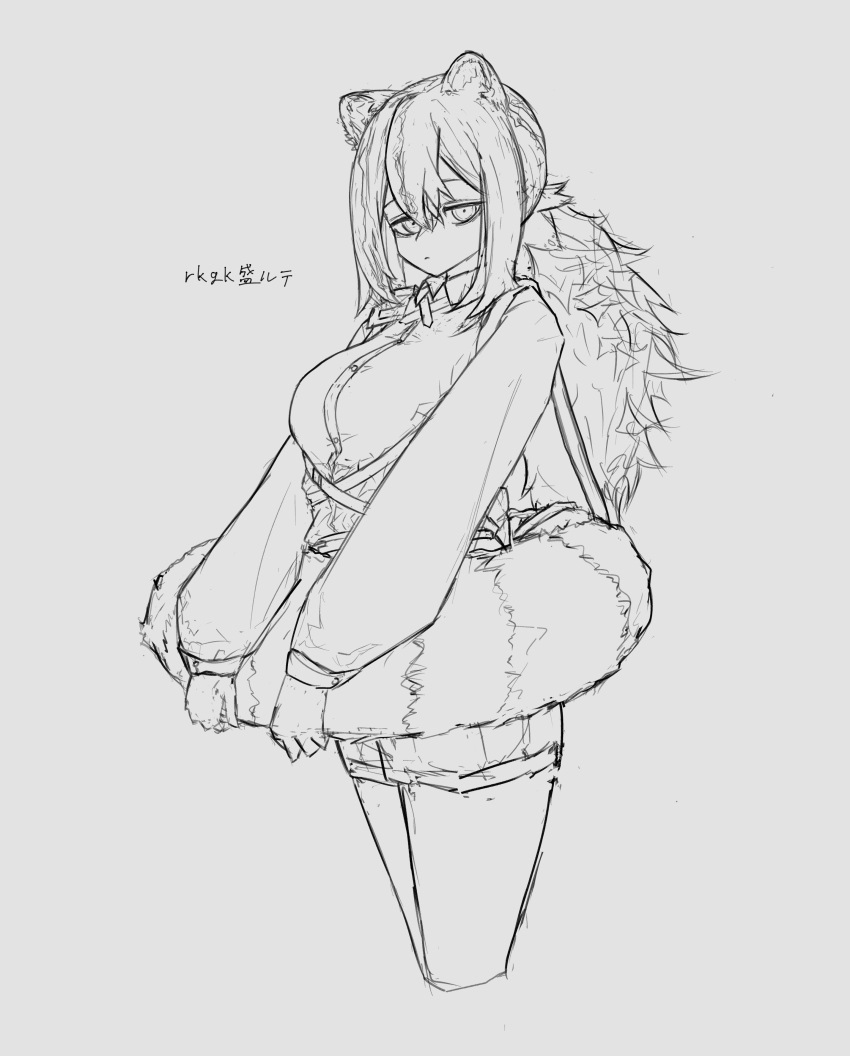 absurdres, animal_ears, arknights, fluffy_hair, fluffy_tail, highres, holding_own_tail, long_hair