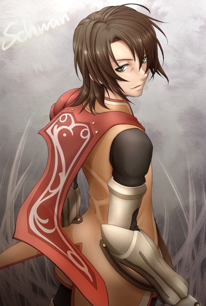 armor, brown_hair, green_eyes, kiikii_(kitsukedokoro), kiki_(pixiv193635), male, raven, schwann_oltorain