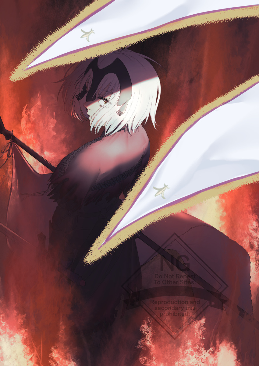 1girl, absurdres, black_capelet, black_dress, capelet, chain, dress, fate/grand_order