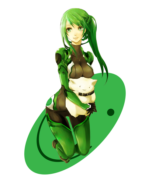 apt, armored_core:_for_answer, bad_id, bodysuit, braid, collar, green_eyes, green_hair