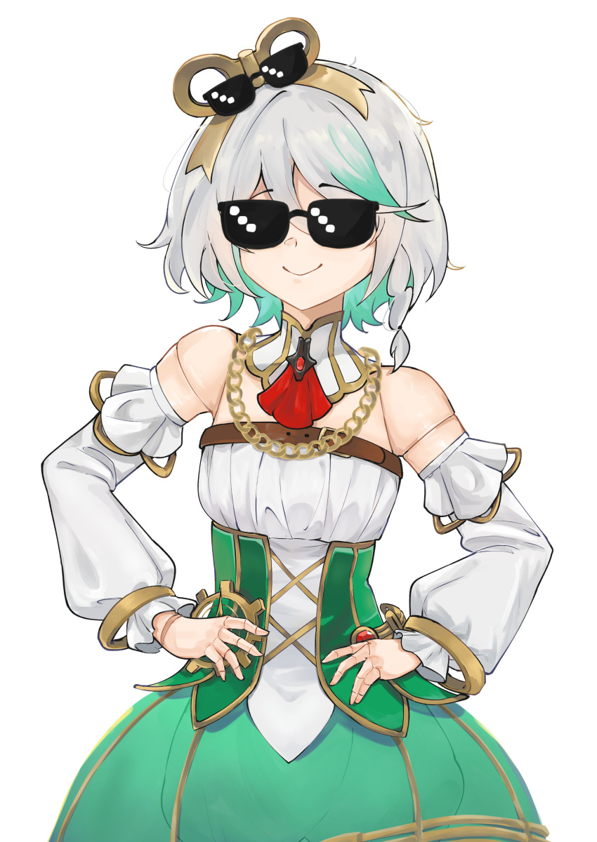 1girl, absurdres, ascot, cecilia_immergreen, cecilia_immergreen_(1st_costume), closed_mouth, corset, detached_sleeves