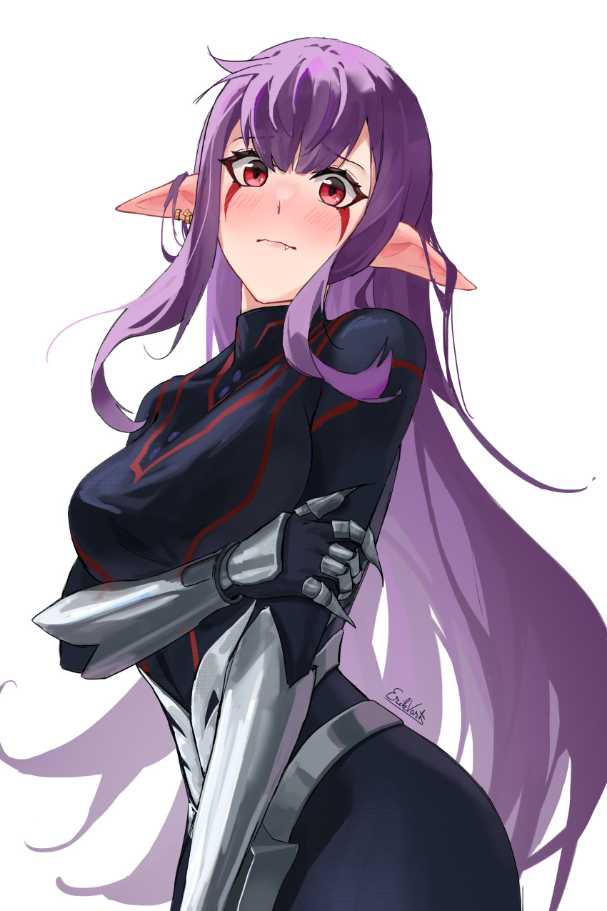 1girl, absurdres, arm_armor, armor, artist_name, blush, closed_mouth, demon_girl