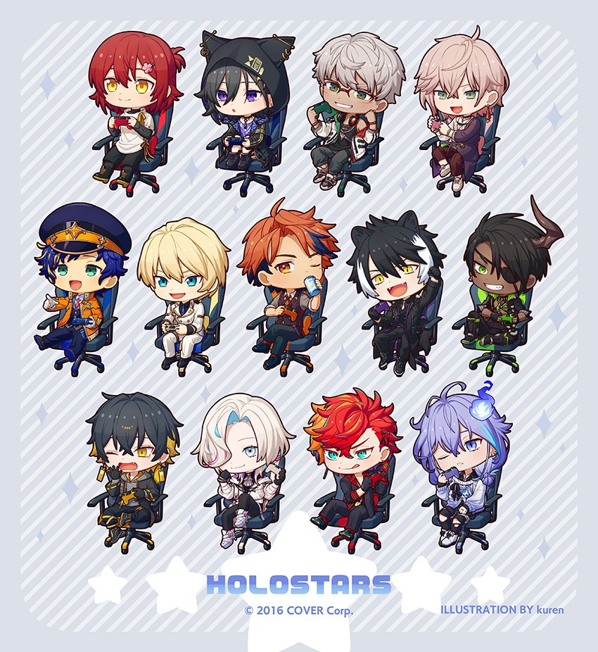 6+boys, :d, :o, :q, ;o, ahoge, animal_ears, animal_hood