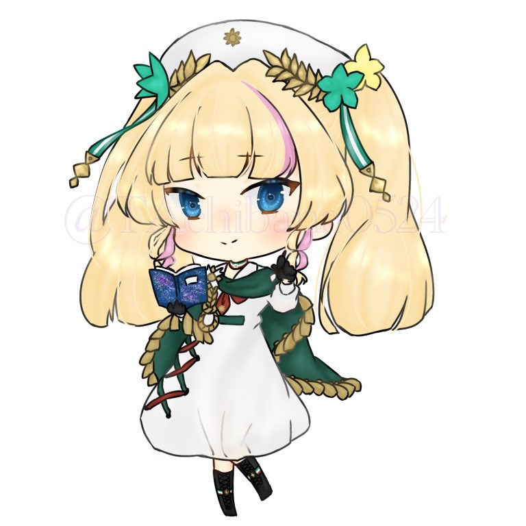 1girl, artist_name, azur_lane, black_gloves, blonde_hair, blue_eyes, braid, chibi