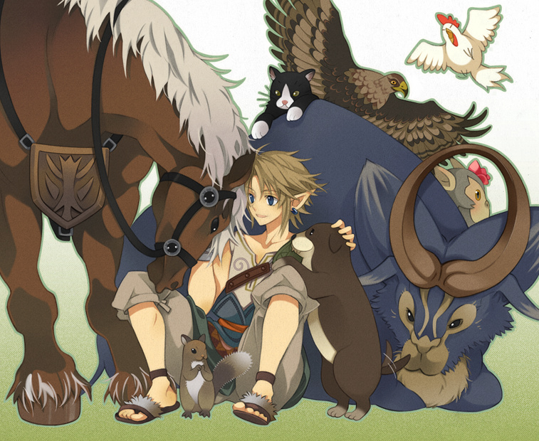 bad_id, bird, blonde_hair, blue_eyes, cat, chicken, dog, eagle