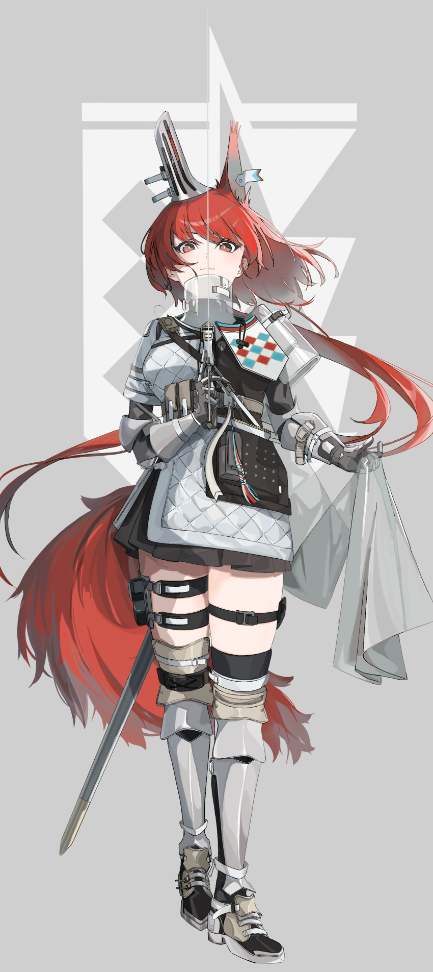 1girl, absurdres, adesu_(gekkahyouzin), animal_ears, arknights, armor, belt, boots