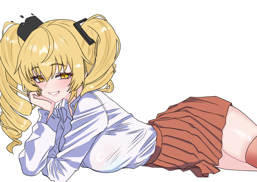 1girl, absurdres, asymmetrical_hair, blonde_hair, breasts, drill_hair, fenny_golden, highres