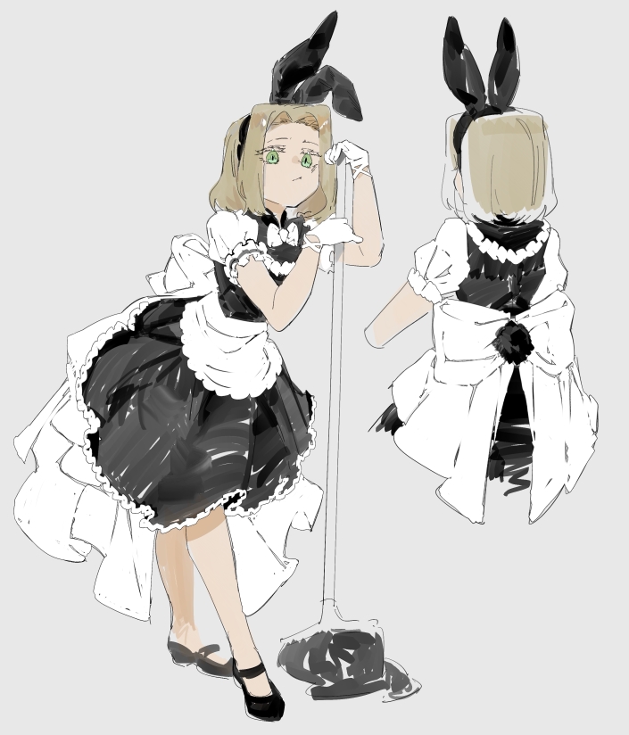 1girl, alternate_costume, animal_ear_hairband, animal_ears, black_dress, black_shoes, brown_hair, classicaloid