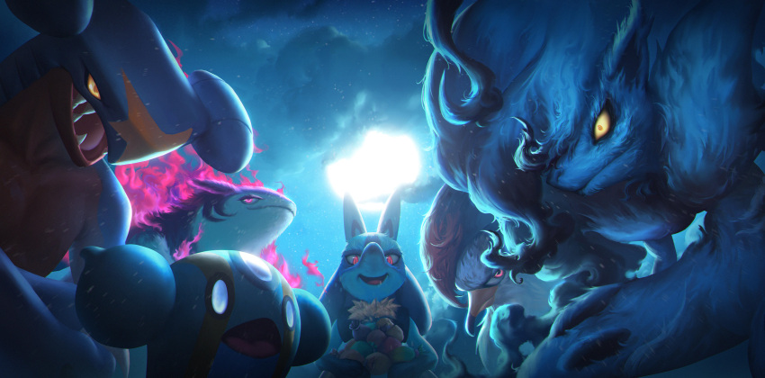 1other, absurdres, berry_(pokemon), closed_eyes, clouds, fang, full_moon, furry