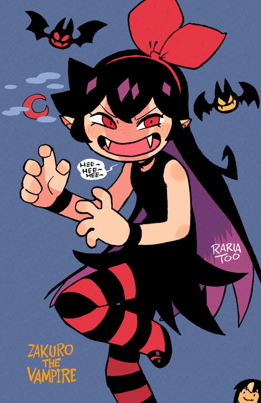 2girls, black_dress, black_hair, blush_stickers, bow, bow_hairband, character_name, closed_mouth