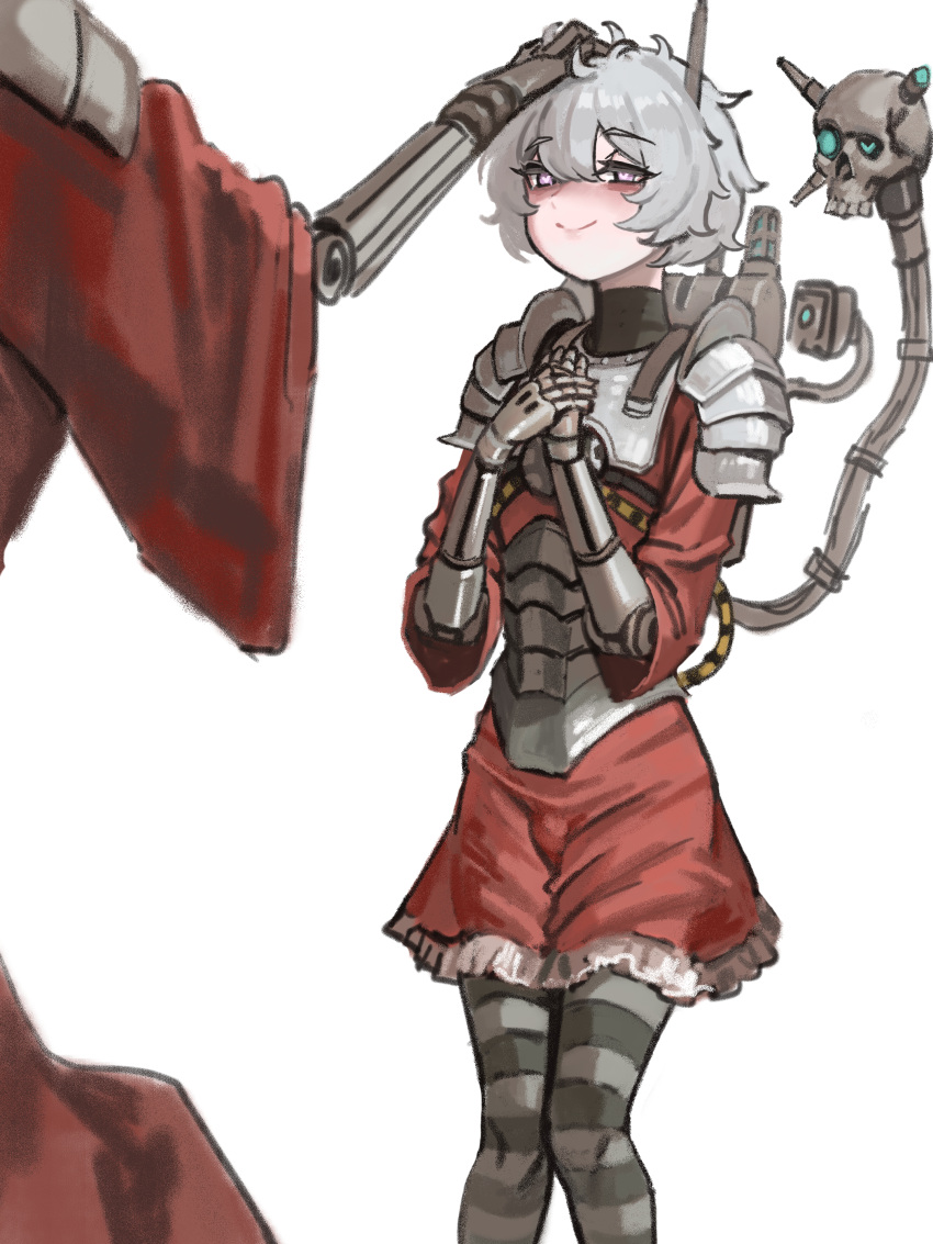 1boy, 1other, absurdres, adeptus_mechanicus, armor, backpack, bag, cyborg