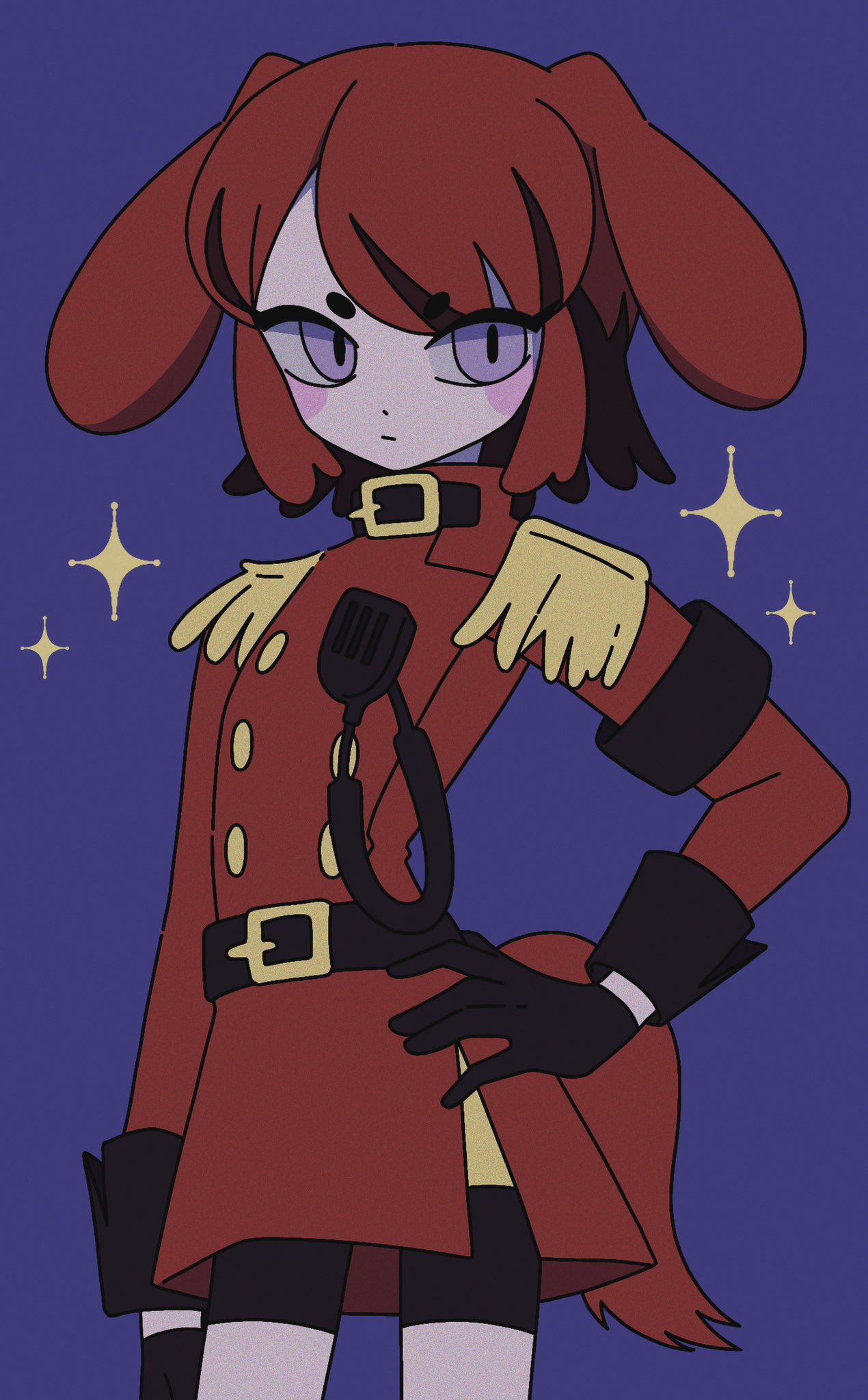 1girl, animal_ears, arm_at_side, belt, black_belt, black_gloves, black_hair, black_shorts