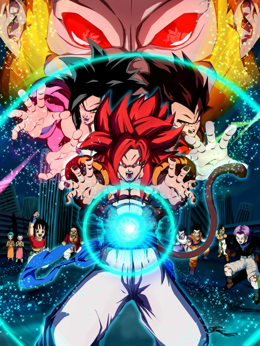 3girls, 6+boys, black_hair, black_vest, body_fur, brown_fur, bulma, chi-chi_(dragon_ball)