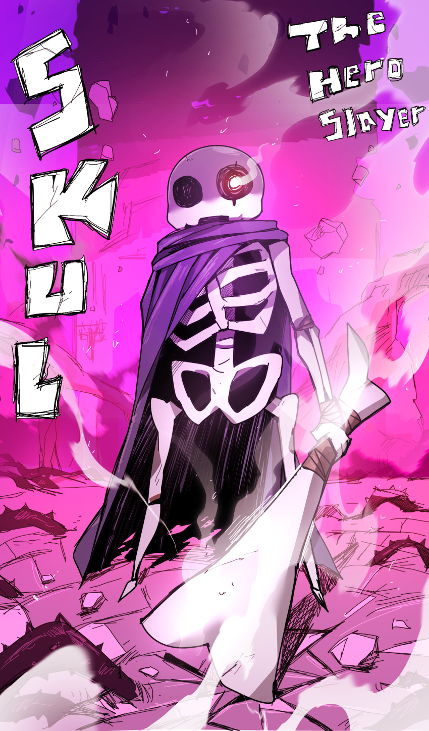 1boy, absurdres, cape, character_request, copyright_name, crack, cracked_floor, debris