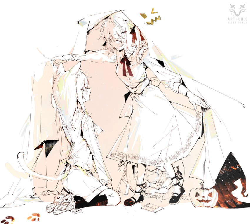 2girls, animal_ears, arthur_c, bang_dream!, bang_dream!_it's_mygo!!!!!, blush, cat_ears, cat_girl