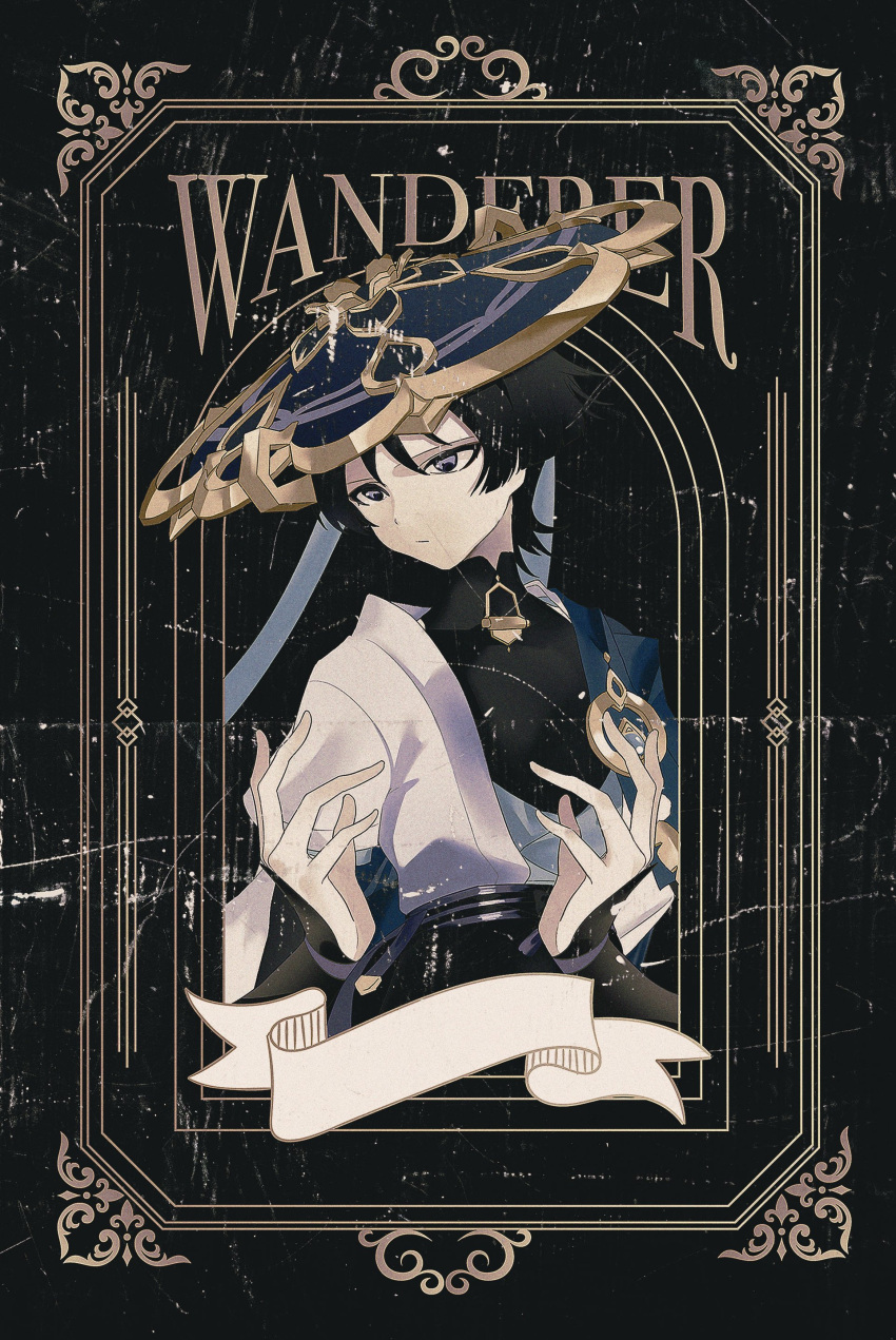 1boy, absurdres, armor, black_background, black_bodysuit, black_bridal_gauntlets, black_eyes, black_hair