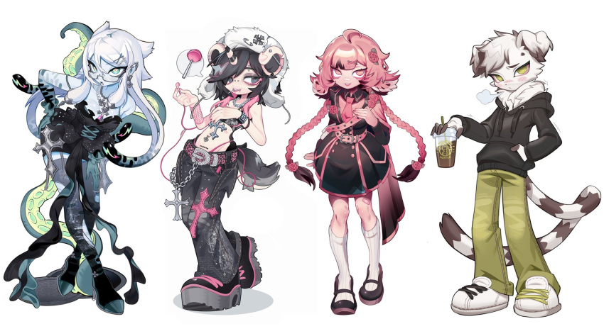 animal_ears, belt, braid, corset, cross, denim, dress, furry