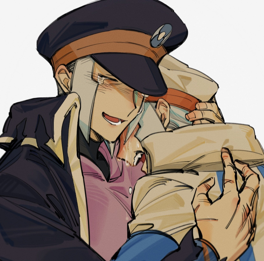 2boys, black_hat, brothers, coat, commentary_request, crying, emiya_izumi, emmet_(pokemon)
