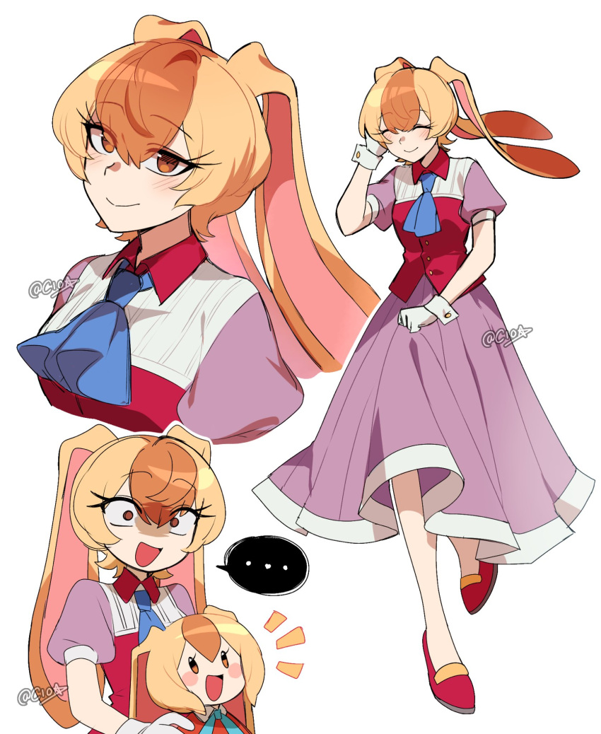 ..., 2girls, animal_ears, blonde_hair, blue_neckerchief, blush_stickers, cio_(ciosui), colored_speech_bubble