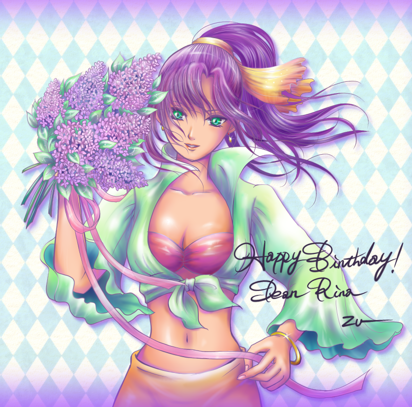 bouquet, bracelet, breasts, cleavage, dancer, earrings, faris_scherwiz, female