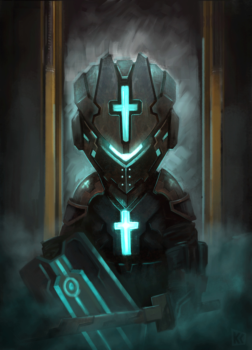 armor, castle_crashers, crossover, dead_space, dead_space_2, helmet, highres, parody