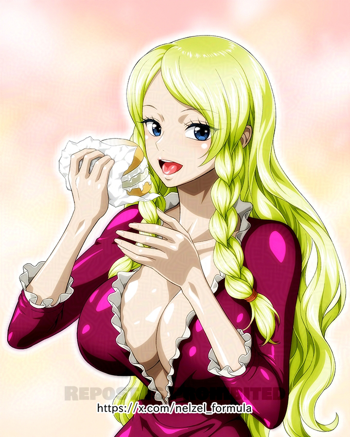 1girl, artist_name, blonde_hair, breasts, gerd_(one_piece), large_breasts, long_hair, nel-zel_formula