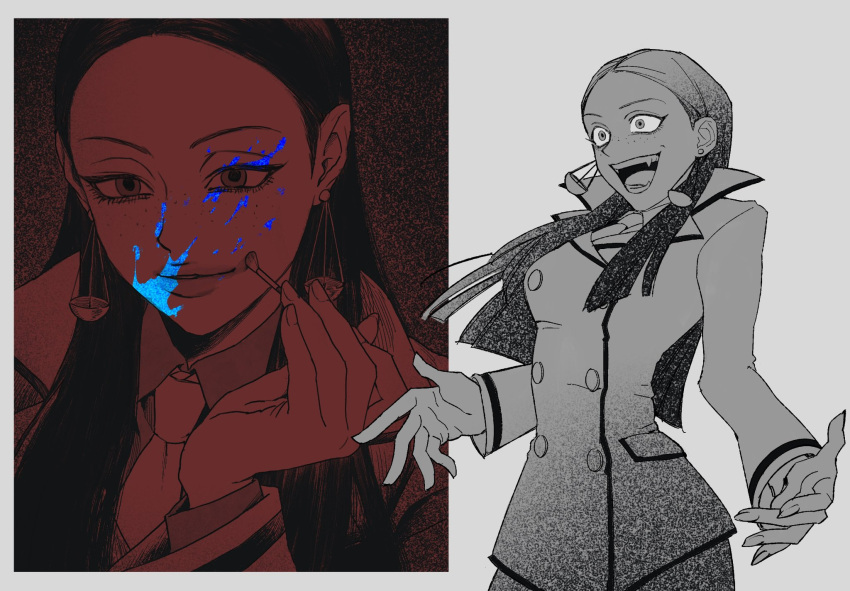 1girl, ace_attorney, ace_attorney_investigations, ace_attorney_investigations:_miles_edgeworth, blood, blood_on_face, buttons, calisto_yew