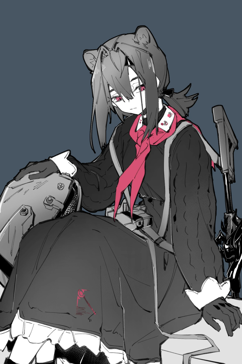 1girl, absinthe_(arknights), absinthe_(noon_twilight)_(arknights), animal_ears, arknights, chinese_commentary, closed_mouth, commentary_request