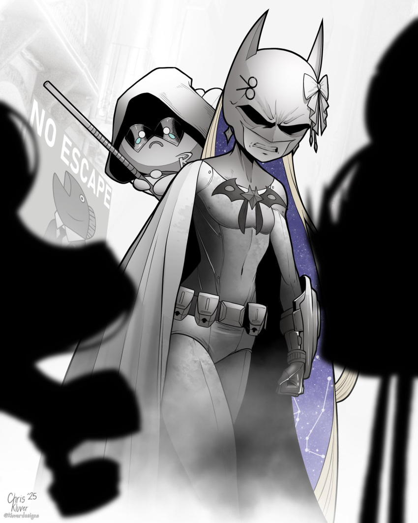 1girl, amanogawa_shiina, batman, batman:_arkham_city, batman_(cosplay), batman_(series), belt, blonde_hair