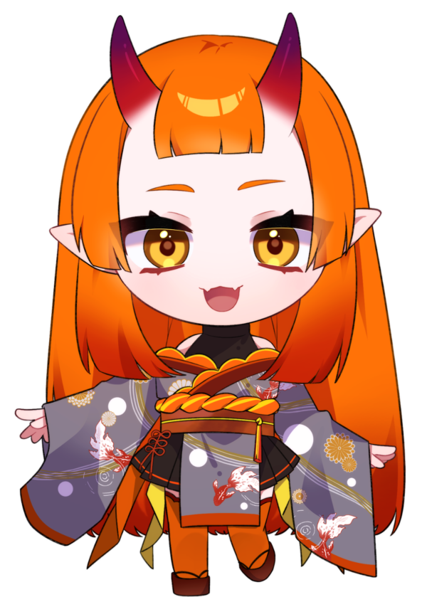 1girl, :3, animal_print, black_skirt, bond_en, bondlive, center-flap_bangs, chibi