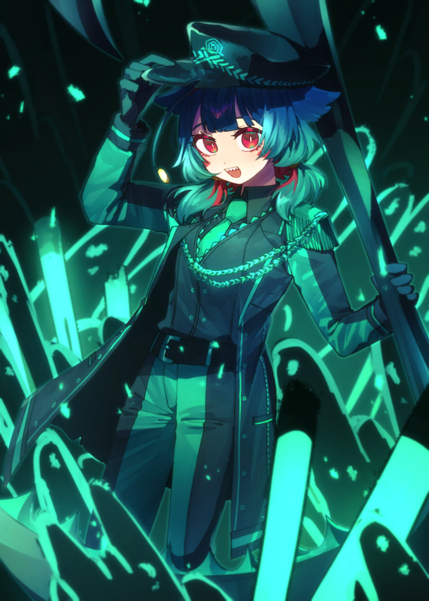 1girl, absurdres, blind_obsession_(e.g.o), blue_hair, blunt_bangs, bright_pupils, colored_inner_hair, commission