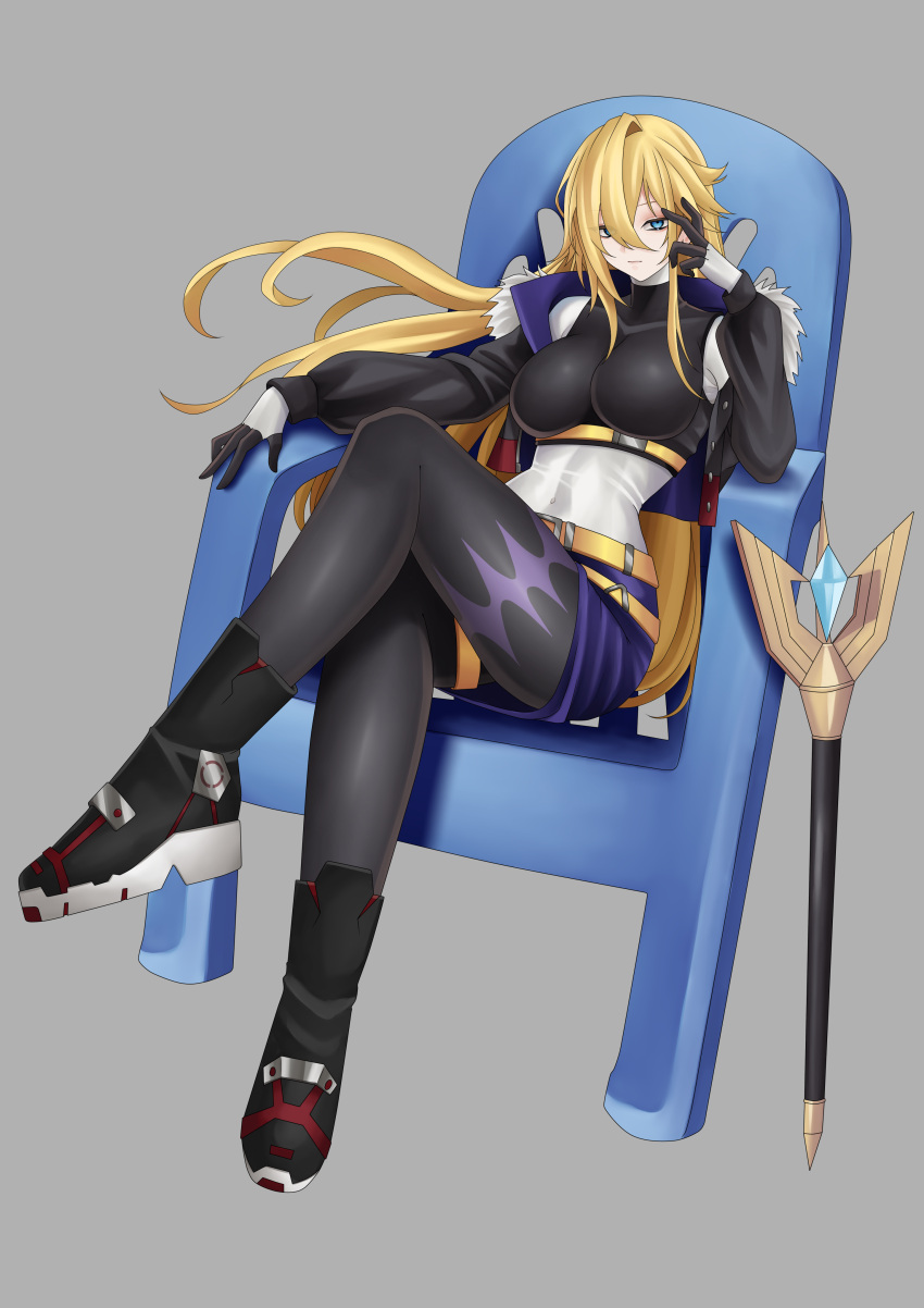 1girl, absurdres, alternate_costume, alternate_hairstyle, bardanv3, belt, berkana_(mega_man), blonde_hair