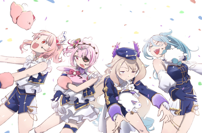 4girls, :d, absurdres, ahoge, aloupeep_(enna_alouette), aqua_eyes, blonde_hair, blue_hair