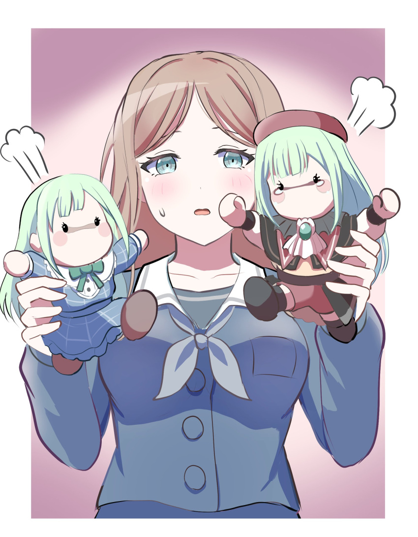 3girls, absurdres, ascot, bang_dream!, bang_dream!_it's_mygo!!!!!, beret, black_capelet, black_shoes