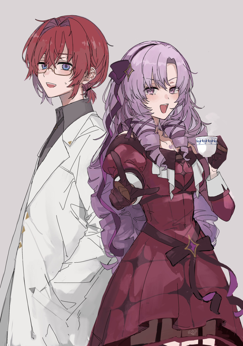 2girls, absurdres, ange_katrina, ange_katrina_(4th_costume), belt, black_necktie, blue_eyes, blush
