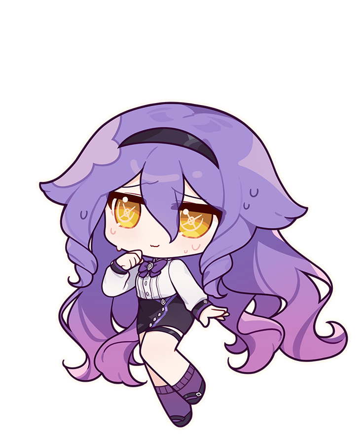 1girl, black_skirt, bow, bowtie, chibi, closed_mouth, eta, full_body