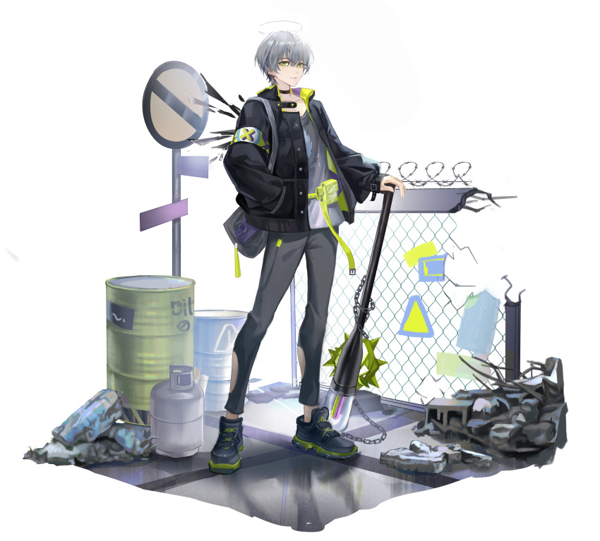 1boy, absurdres, aikou_echo, arene_(arknights), arknights, barbed_wire, bishounen, black_choker
