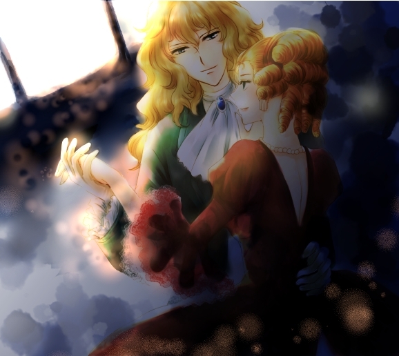 ascot, bcmg123, blonde_hair, blue_eyes, dancing, hand_holding, holding_hands, juugatsu_porte