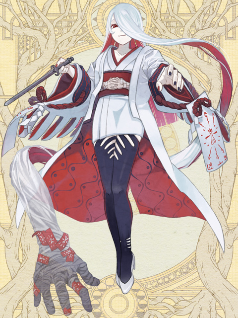 1girl, black_nails, black_thighhighs, colored_inner_hair, dairoku_ryouhei, extra_hands, hair_over_one_eye, high_heels