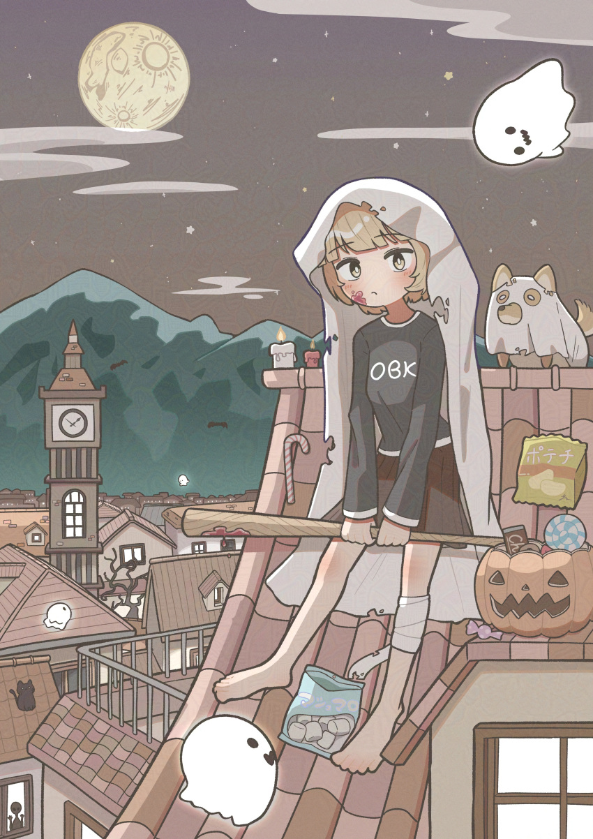 1girl, absurdres, adversarial_noise, animal, bag_of_chips, bandaged_leg, bandages, baseball_bat