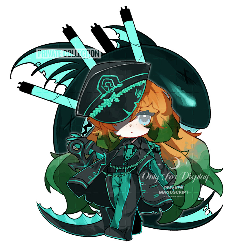 1girl, aiguillette, anchor, blue_eyes, chibi, dream-devouring_siltcurrent, epaulettes, fluorescent_lamp